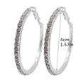thumbnail image 3 of BNNG 4 CM Large Circle Rhinestone Earrings Thin Dangle Elegant Rhinestone Earrings For Women Wedding Women Earrings Sterling Silver Hoop Earrings for Women Rhinestone Hoops Earring for Womens, 3 of 5