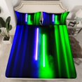 thumbnail image 2 of Feelyou Neon Glowing Lightning Bed Sheets, Blue Green Stripes Abstract King Sheets, Teens Kids Boys Girls Sheet Set, Ultra Soft Bedroom Decor, 4pcs, 2 of 7