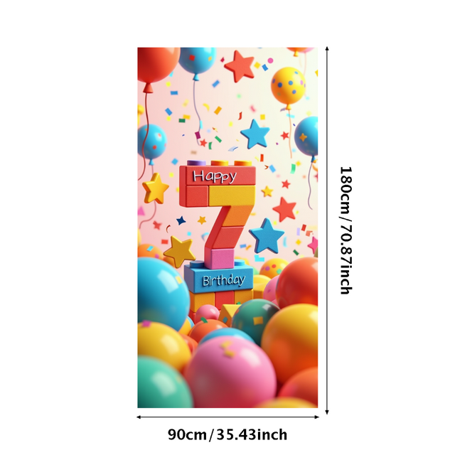 Colorful 3D Style Birthday Banner Background with Balloons Stars and Confetti Party Supplies Photography Props for Birthday Party Birthday Decoration Photo Booth Backdrop Decorations
