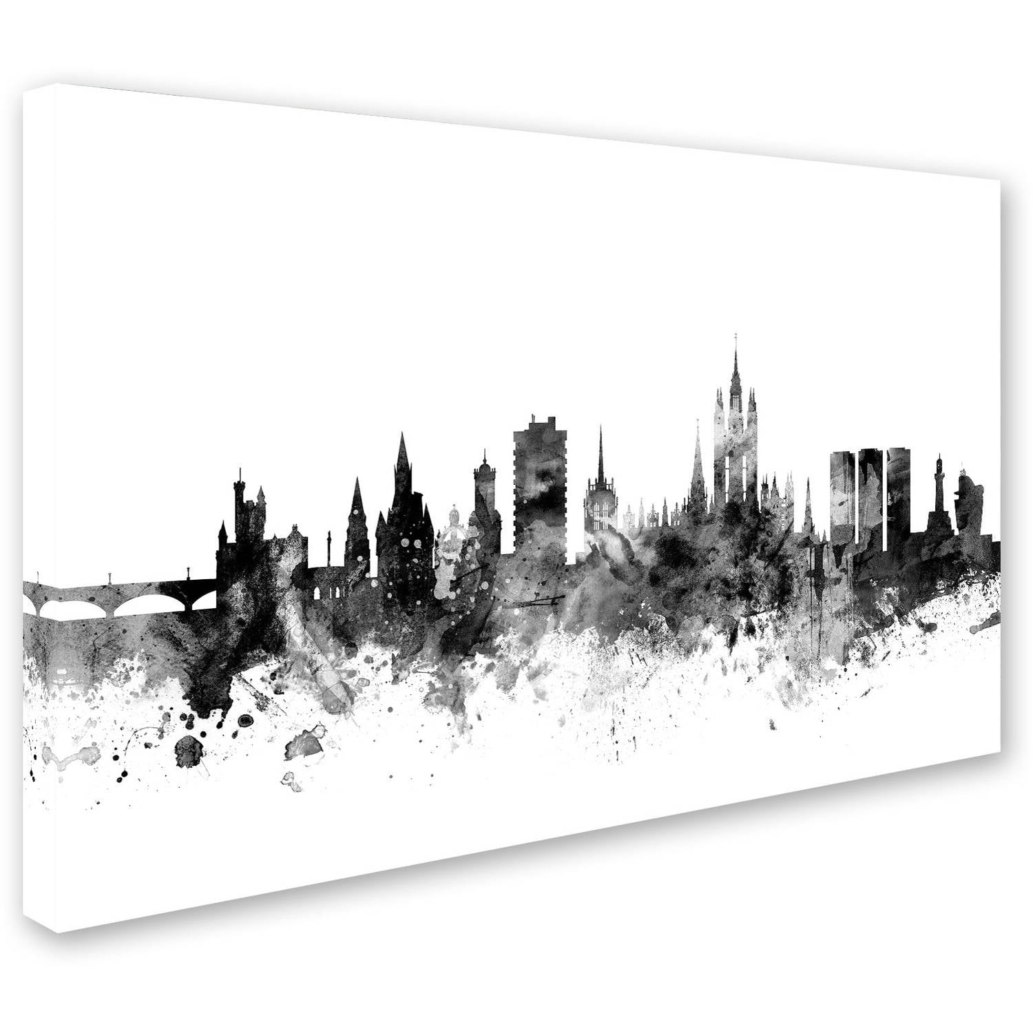 Trademark Fine Art "Aberdeen Scotland Skyline B&W" Canvas Art by Michael Tompsett