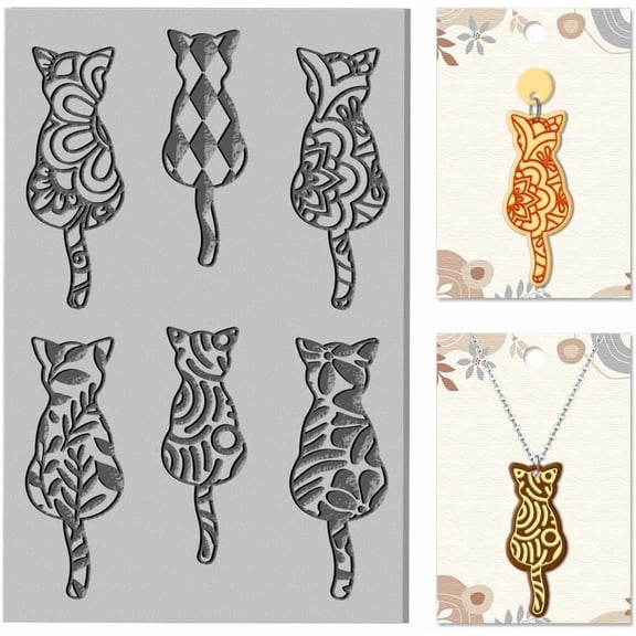 Cat Back View Clay Texture Mat Polymer Clay Molds DIY Artistic Plant Clay Texture Tools