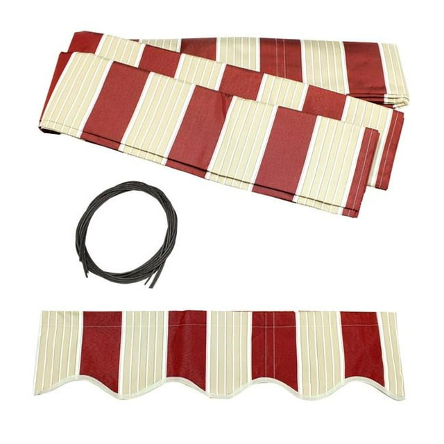 Remplacement de Tissu de Store Rétractable FAB12X10MSTRED19 12 x 10 Pieds Couleur Rouge Multi-Rayures