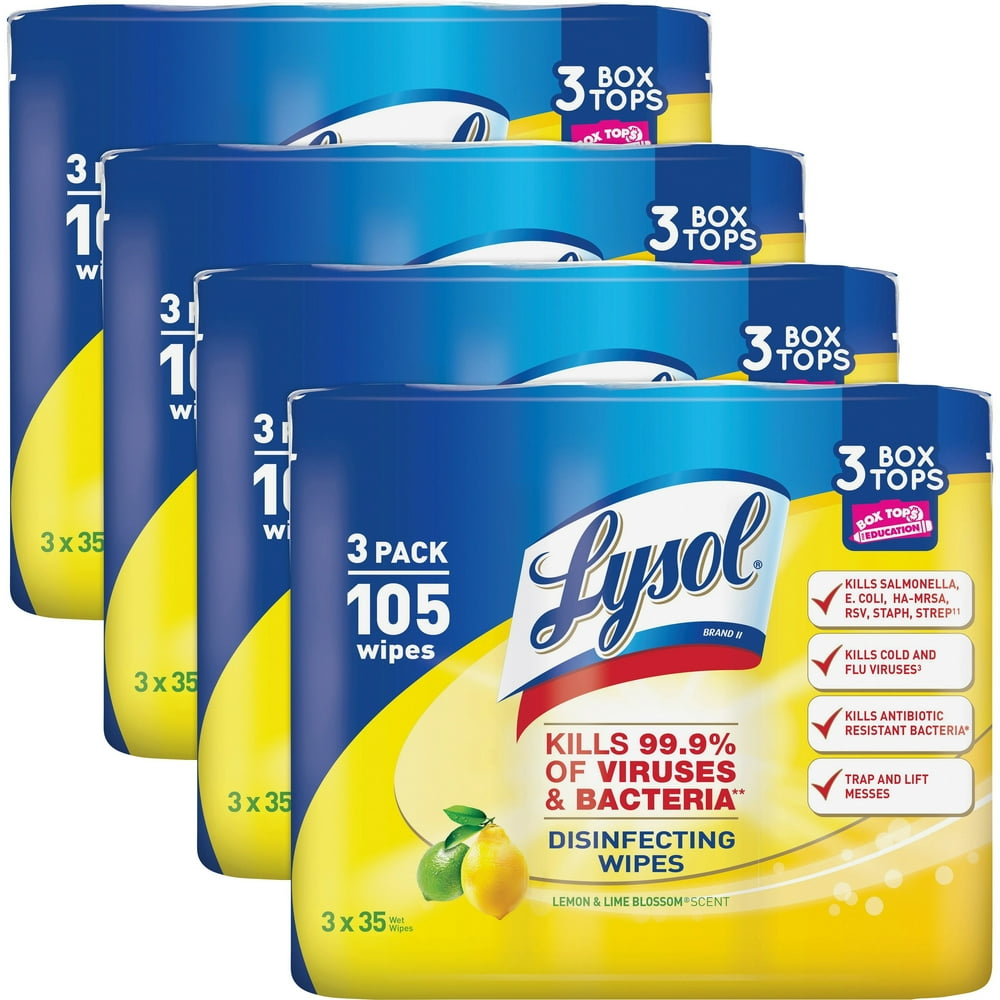 Lysol, RAC82159CT, Disinfecting Wipes 3pack, 12 / Carton, White