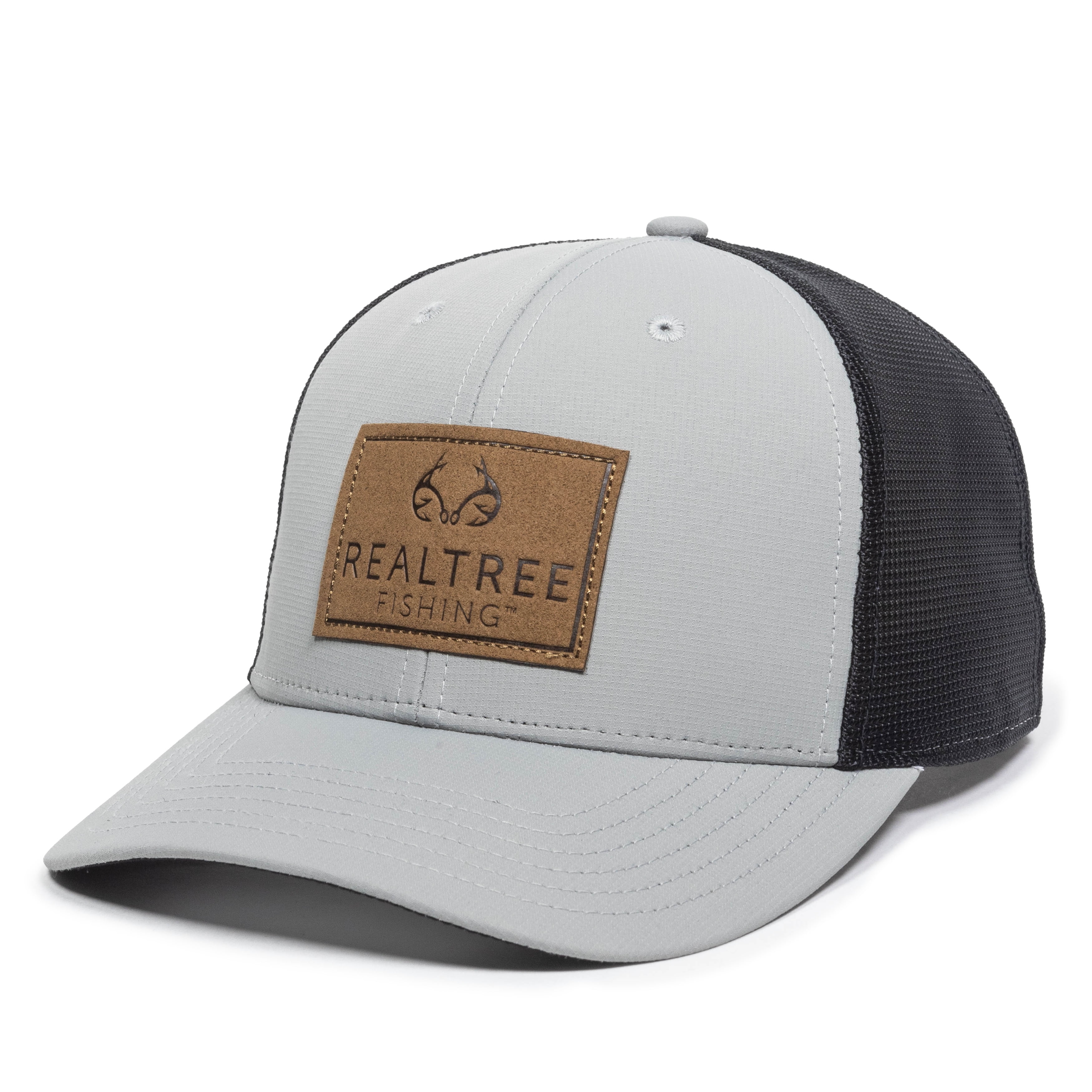 Realtree Fishing Structured Baseball Style Hat, Grey/Black, Adult