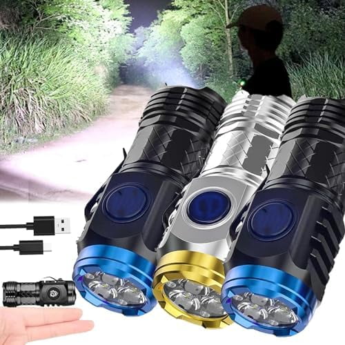 Baawner Flashlight, German Three-Eyed Monster Mini Flash Super Power Flashlight, Three-Eyed Monster Mini Flashlight, Rechargeable Flashlights High Lumens Flash Light (3PCS)