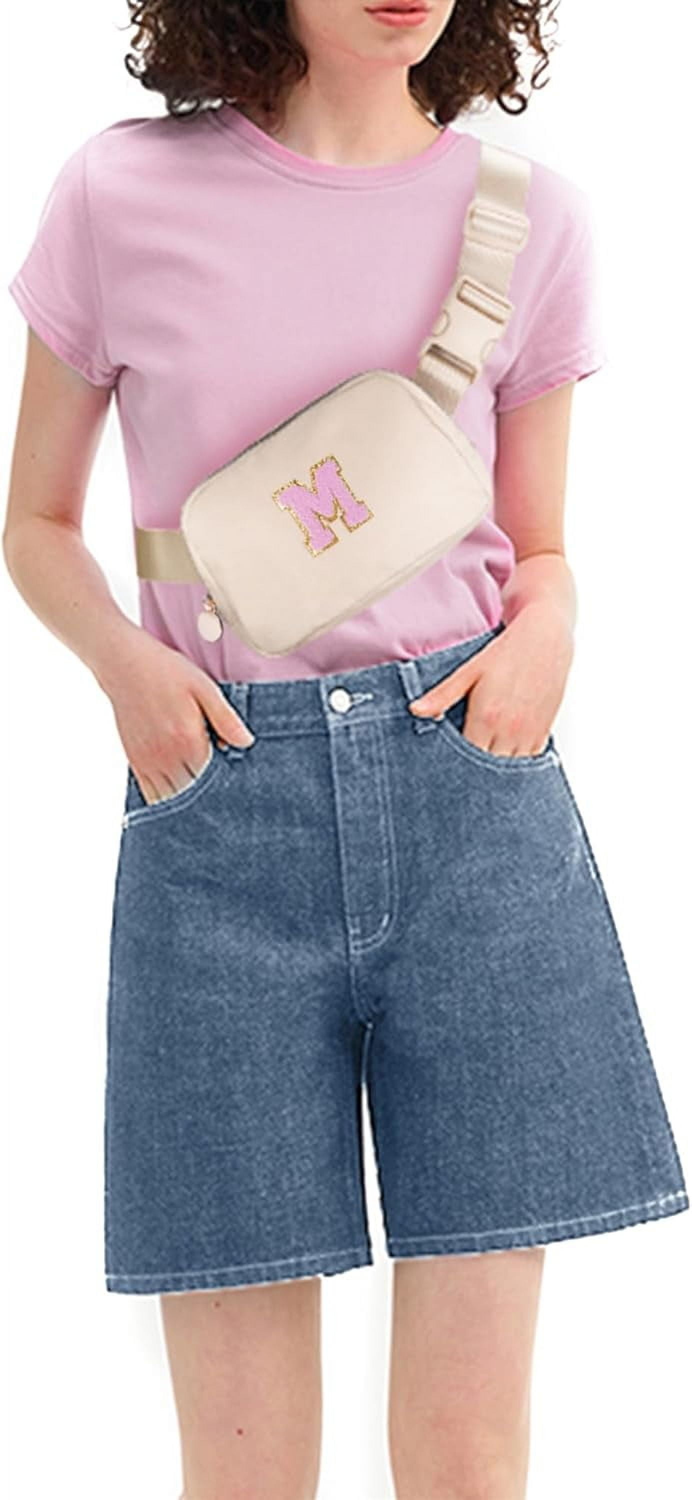 Belt Bag Fanny Pack Crossbody Bags with Initials Letter Patch Cute Stuff Birthday Gifts for Teenager Girls Trendy Stuff for Teens