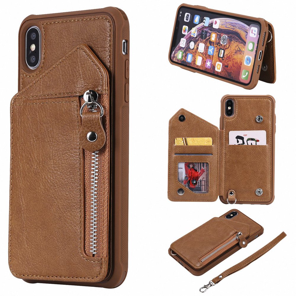 iPhone XS Max Case, Dteck PU Leather Zipper Wallet Back Kickstand Case