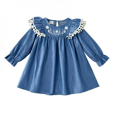

Clearance Kids Baby Girls Dress 6M-3T Long Sleeve Aumtum Spring Dressesborn Girls Clothes