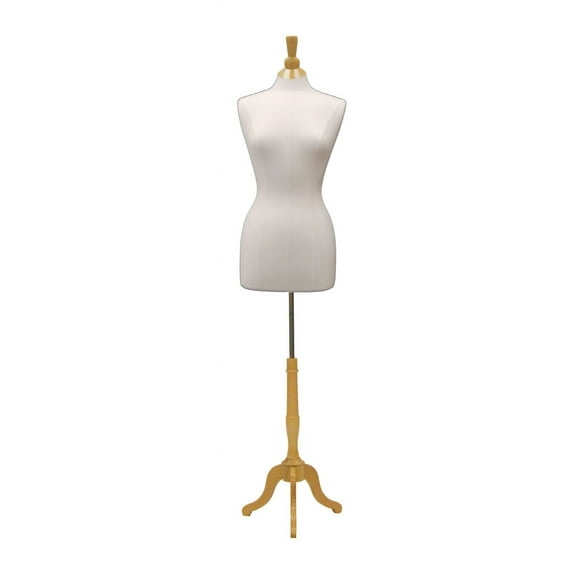 Size 6-8 Adult Female Foam Dress Form with Pure White Linen Cover and Base #F6/8LW BS
