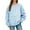 Light Blue, variant on FYEGRE Women's Hoodless Solid Color Casual Pullover Sweater with Bling Rhinestone Design Soft Warm Lined Crewneck Long Sleeve Everyday Wear Fall Winter Fashion Outerwear Light Blue L