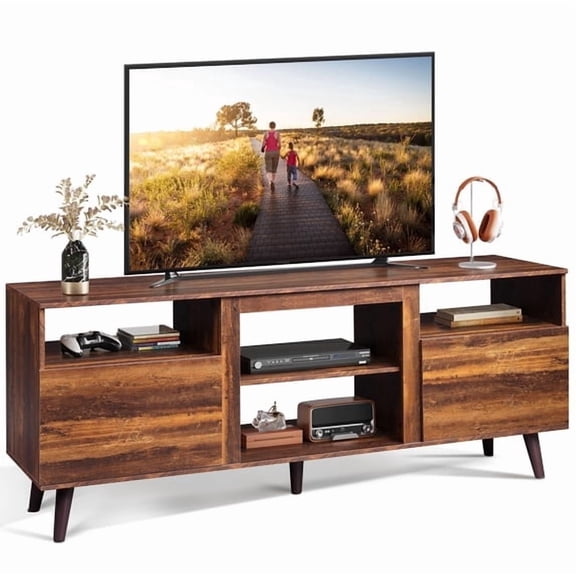 GALAXHERO TV Stand for 65-Inch TV, 58-Inch Entertainment Center with 2 Storage Cabinets, Media Console for Living Room, Bedroom, Office, Black