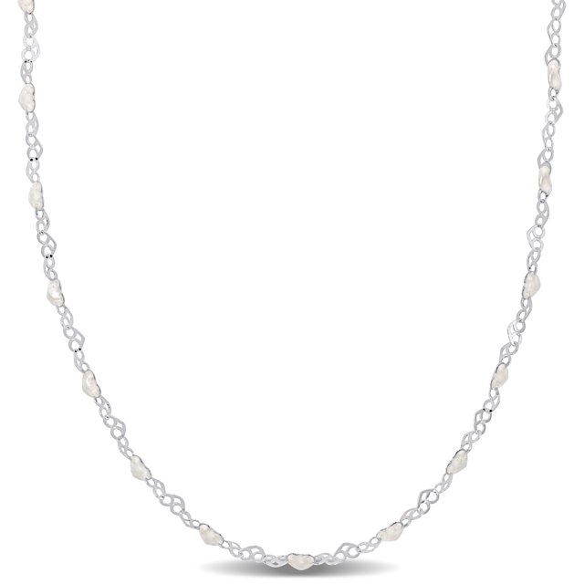 Miabella Collier à Maillons Cœur en Émail Blanc en Argent Sterling