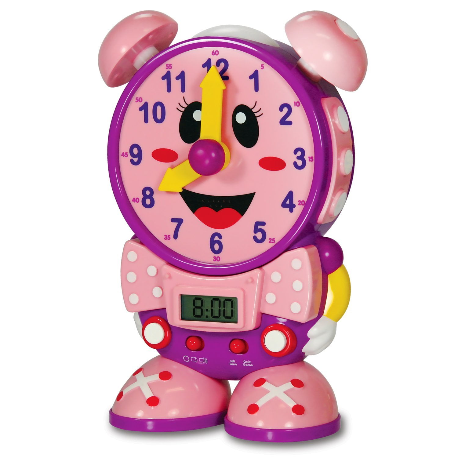 Telly The Teaching Time Clock, PinkMoving clock hands using both analog