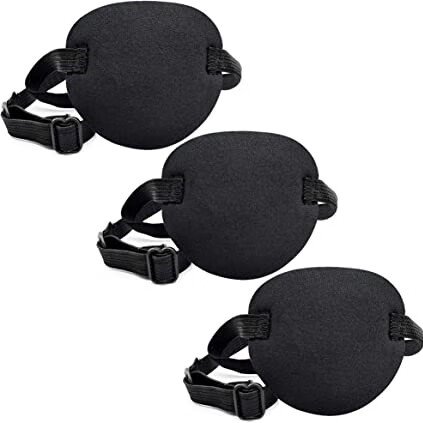 3 Piezas Parches para los Ojos Parches para los Ojos Estrabismo Máscara para los Ojos Cosplay Parches para los Ojos Ajustables Máscara de Parche para los Ojos Pirata Ajustable para el Tratamiento de la Ambliopía Humana (Negro) JM