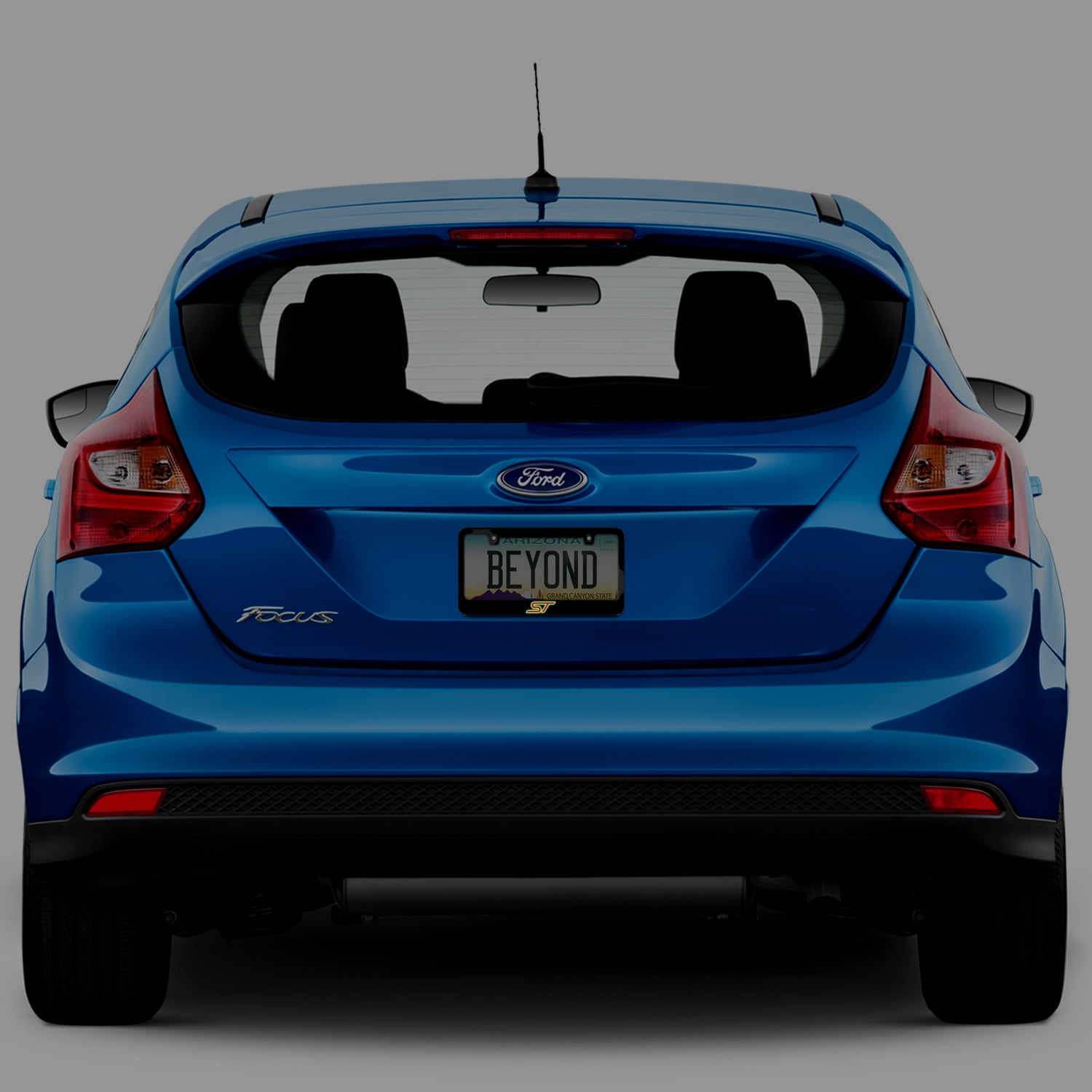 iPick Image for Ford Focus ST 3D Night Glow Luminescent Logo on Black Metal License Plate Frame, Official Licensed