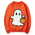 thumbnail image 4 of CLOISE Women Halloween Sweatshirts Funny Ghost Print Oversized Sweatshirts Fall Long Sleeve Round Neck Hoodies Shirts Tunic Tees Festival Gift Clothes Orange XS Spooky, 4 of 5