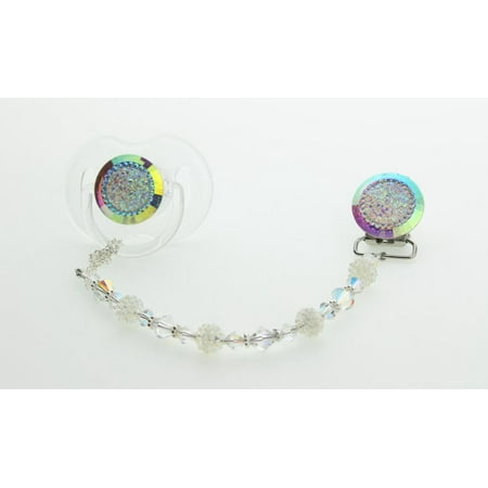 Bling Crushed Crystal Look Pacifier Clip