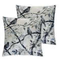 thumbnail image 2 of Acheng Ink Painting Watercolor Blue Grey Lovely Birds Tree Leaves Decorative Lumbar Throw Pillow Cover Case Home Living Room Bed Sofa Car,2 Pcs White, 2 of 6