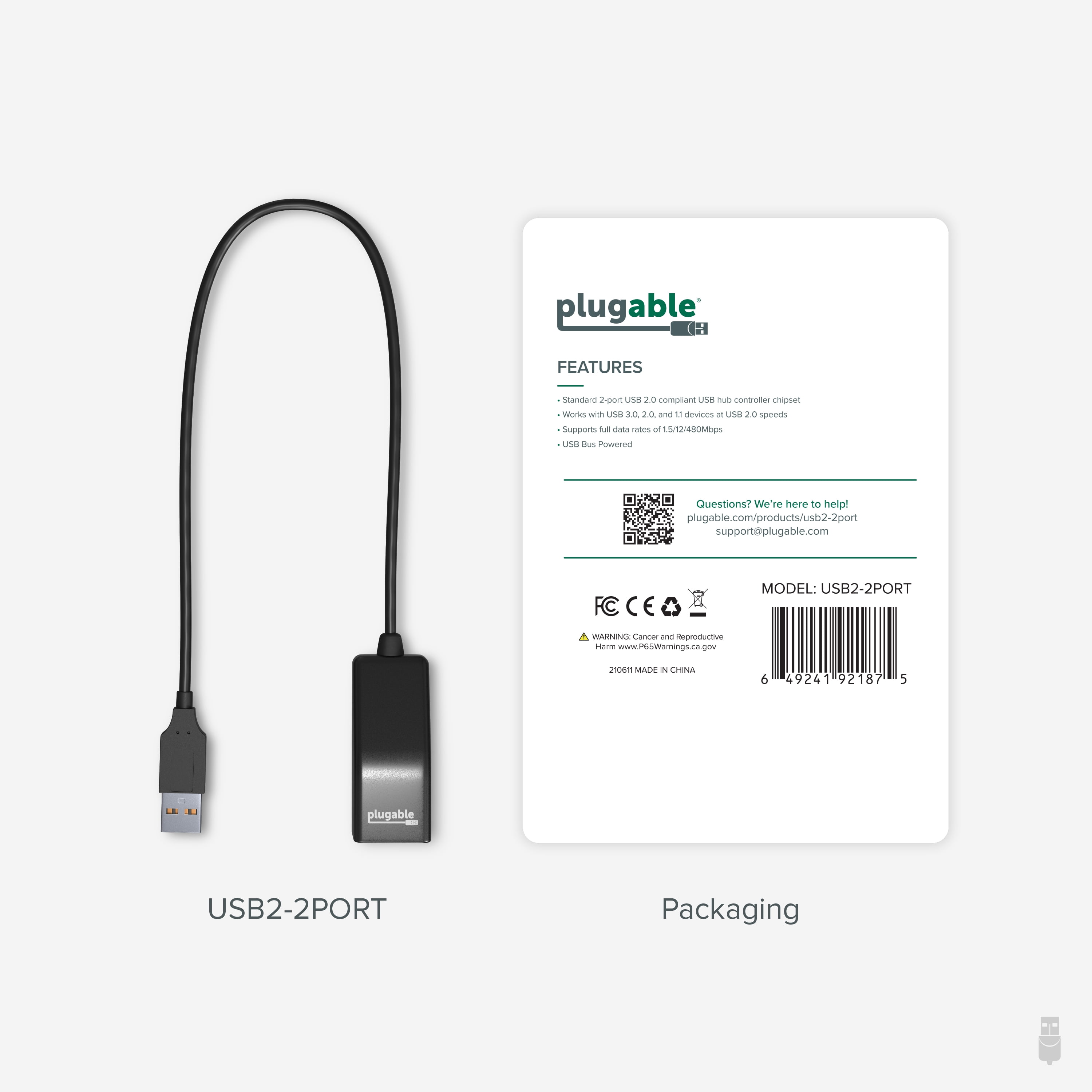 Ruckus nå Skrivemaskine Plugable 2-in-1 USB Splitter with Dual USB 2.0 Ports, Compatible with  Windows, Linux, macOS, Chrome OS, USB Multiport Hub for Laptops -  Walmart.com