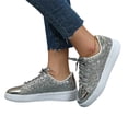 thumbnail image 5 of AUDeals Women's Rhinestone Sneakers, Glitter Lace Up Shoes with Bling Style and Lightweight Comfort for Tennis and Casual Wear (Silver, 9.5), 5 of 8