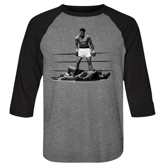 Muhammad Ali Punchy Dude Gray Smoke Adult Raglan Baseball T-Shirt