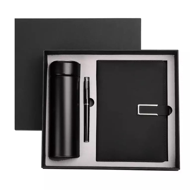 Caja Regalo Cuaderno Agenda De Cuero Con Bolígrafo y Termo Dara Baby Otr0066