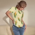 thumbnail image 3 of Balery Yellow Corn Body de cuello redondo de manga corta para mujer Tops de manga corta Tops básicos-Large, 3 of 7