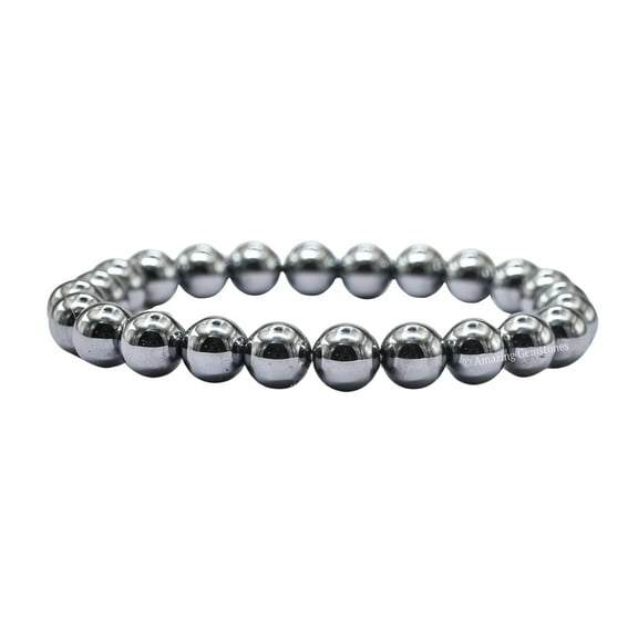 Terahertz Stone Bracelet - 8mm Beaded Stretch Bracelet and Healing Stones