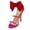 Red, variant on XYD Women Bling Rhinestones Round Open Toe Sandals Oversized Bow Ankle Strap Clear High Heels Fashion Pump Shoes Size 12 Green