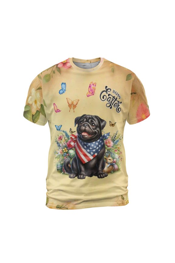 Pug Celebrates Spring and Enjoys a Happy Easter All Over Print 3D Shirt Unisex Merch Dog Lover Gifts - 02001