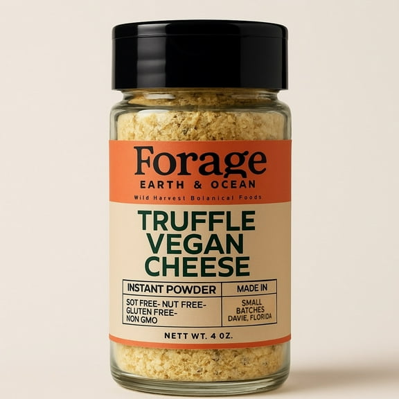 Forage Earth & Ocean Vegan Cheese Powder Instant Premium Truffle - Nut-Free, Soy-Free, Dairy-Free, Non-Gmo 4 Oz - 4 Oz