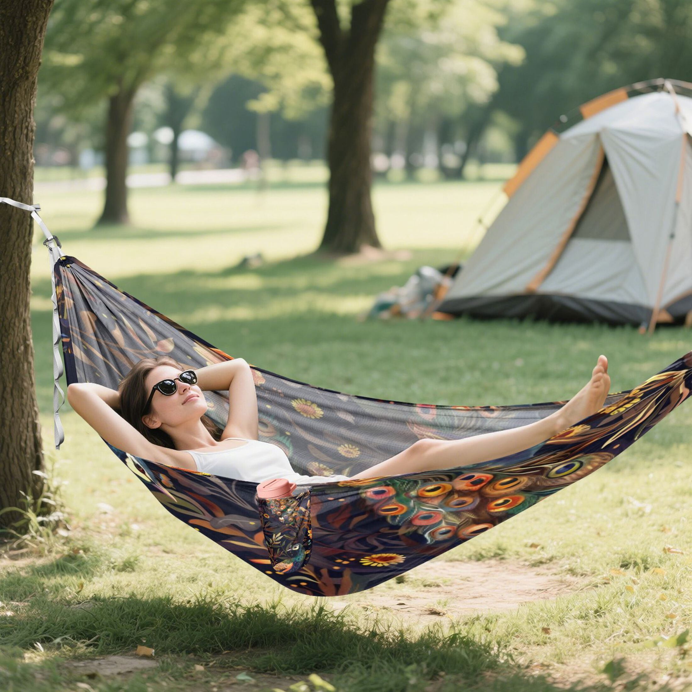 Hammock Camping Hammock Nylon Portable Hammock Travel Camping Hammock Colorful Peacock