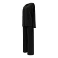 thumbnail image 4 of vigerkar 2 Piece Outfits for Women Long Sleeve Vneck Tops and Wide Leg Pants Ribbed Matching Lounge Set (Black, XL), 4 of 7