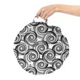 thumbnail image 2 of Abstract Round Floor Cushion with Handle, Illustration of Old Greek Style Spiral Shapes in Monochrome Tones, Decorative Pillow for Living Room & Dorms, 18" Round, White and Charcoal Grey, by Ambesonne, 2 of 4