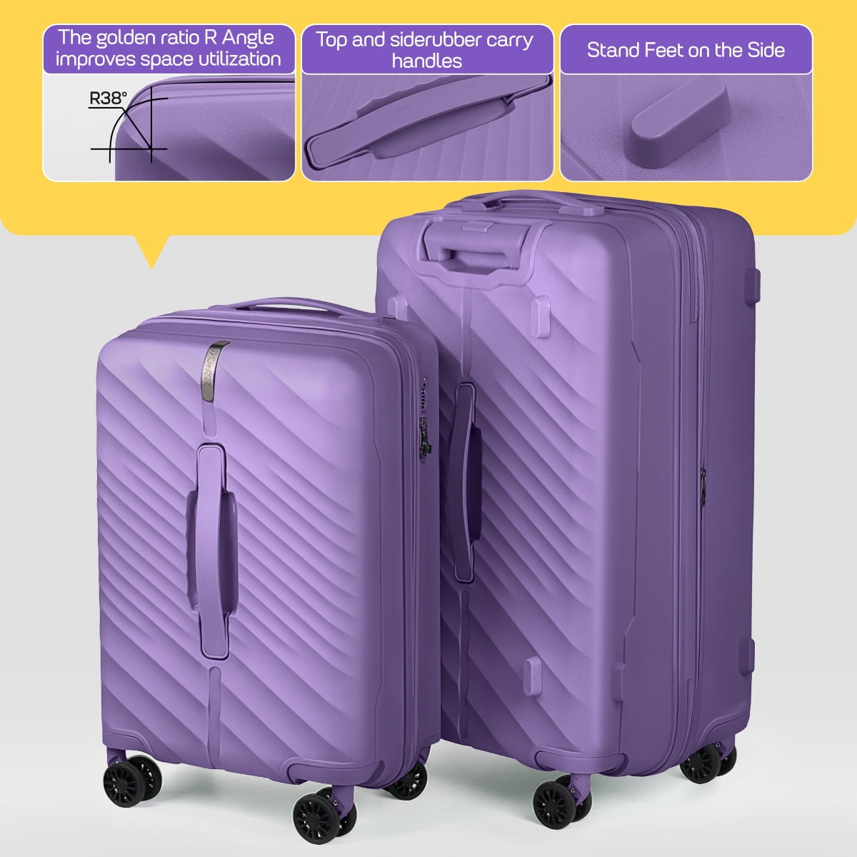 20" Carry On Luggage Airline Approved,Hardshell Suitcases with Spinner Wheels & TSA Lock,Lightweight Expandable Rolling Luggage, Purple - DQ135