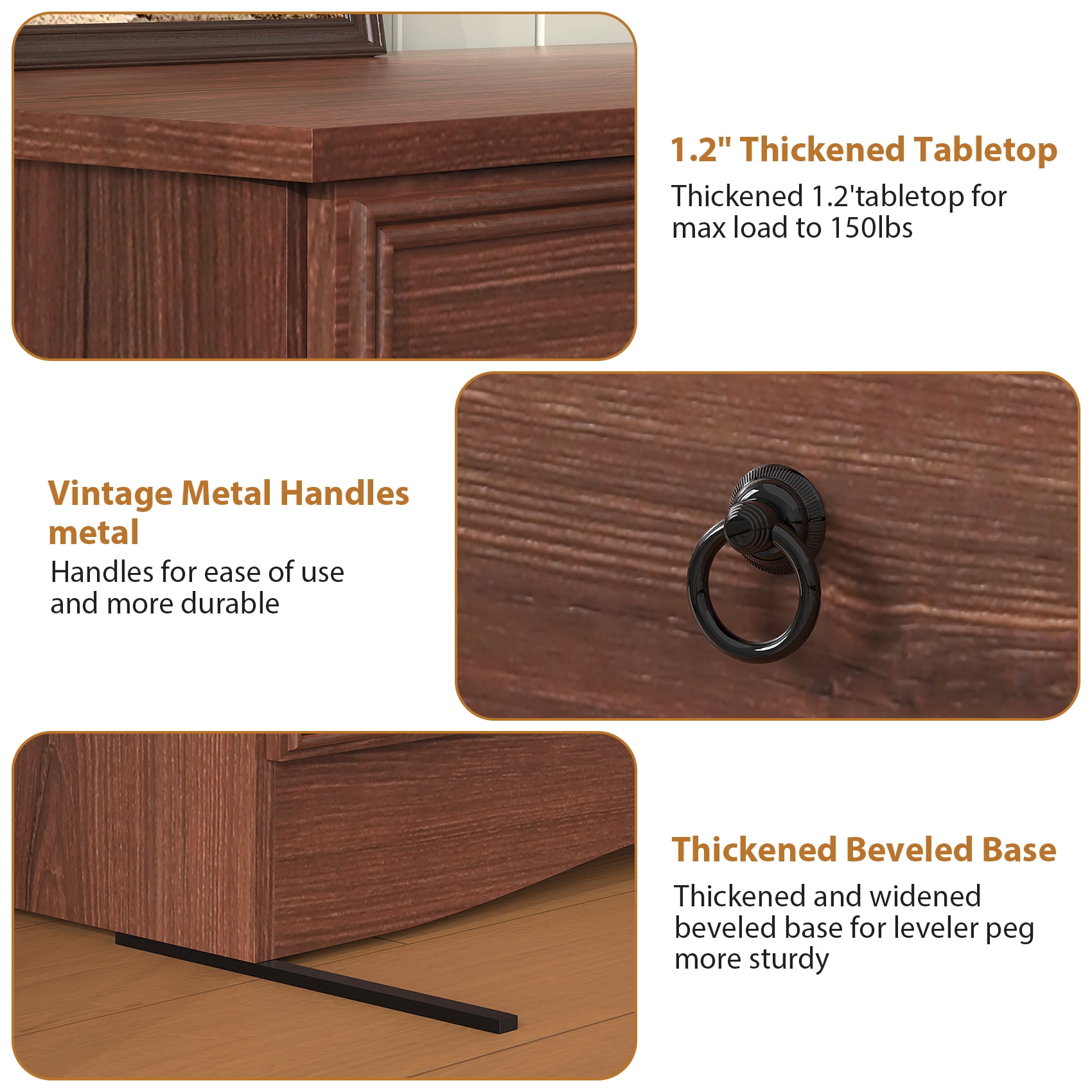 Frmobepts 10 Drawer Dresser for Bedroom, Dresser TV Stand, Chest of Drawers for Storage and Organization, Cherry