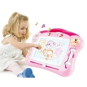Magnetic Drawing Board for Kids - 4 Color Zone Erasable Magna Doodle Pad for Educational Sketching with Lights and Sounds