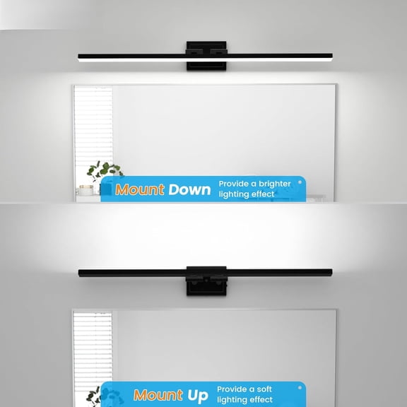 Modern Bathroom Vanity Light 48 inch, Rotatable, 30W Dimmable 5CCT Led Bathroom Light Fixture Over Mirror, Black Bar Vanity Light for Bathroom Mirror Cabinets-ETL Certificated