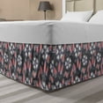 thumbnail image 1 of Geometric Bed Skirt, Floral Themed Ornamental Heart Shapes, Elastic Bedskirt Dust Ruffle Wrap Around for Bedding Decor, 4 Sizes, Grey Coral Lilac, by Ambesonne, 1 of 2