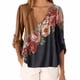 thumbnail image 2 of Blusa Camisa con cuello en V y estampado floral Blusa suelta de manga larga Top de mujer, Café, M Monstrate AP002021-42, 2 of 5