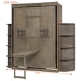 thumbnail image 2 of Harper & Bright Designs Queen Murphy Bed with Rotating Frame and Convertible Desk, Foldable Wall Bed Frame with Shelves, Hidden Murphy Bed Cabinet with Extra Storage Racks, Gray, 2 of 17