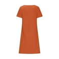 thumbnail image 5 of Arnsht Womens Summer Cotton Linen Dresses Short Sleeve T-Shirt Dress Casual Loose Fit Crewneck Midi Dresses for Women Orange XL, 5 of 8