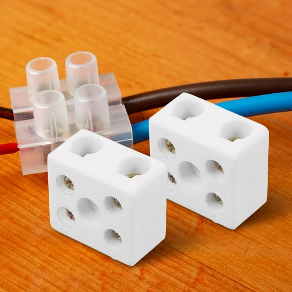 6pcs Ceramics Terminal Blocks High Temp Porcelain Ceramic Connectors For Electric Wire Cable 5 Hole 2 Way Dual Row Ceramic Terminal Block High Temperature Resistance