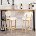 thumbnail image 2 of Juego de 2 Taburetes de Bar, Taburete Alto con Base de Madera, para Bar Cocina Comedor Bistro - Blanco crema esquí esquí Gafas de esquí, 2 of 5