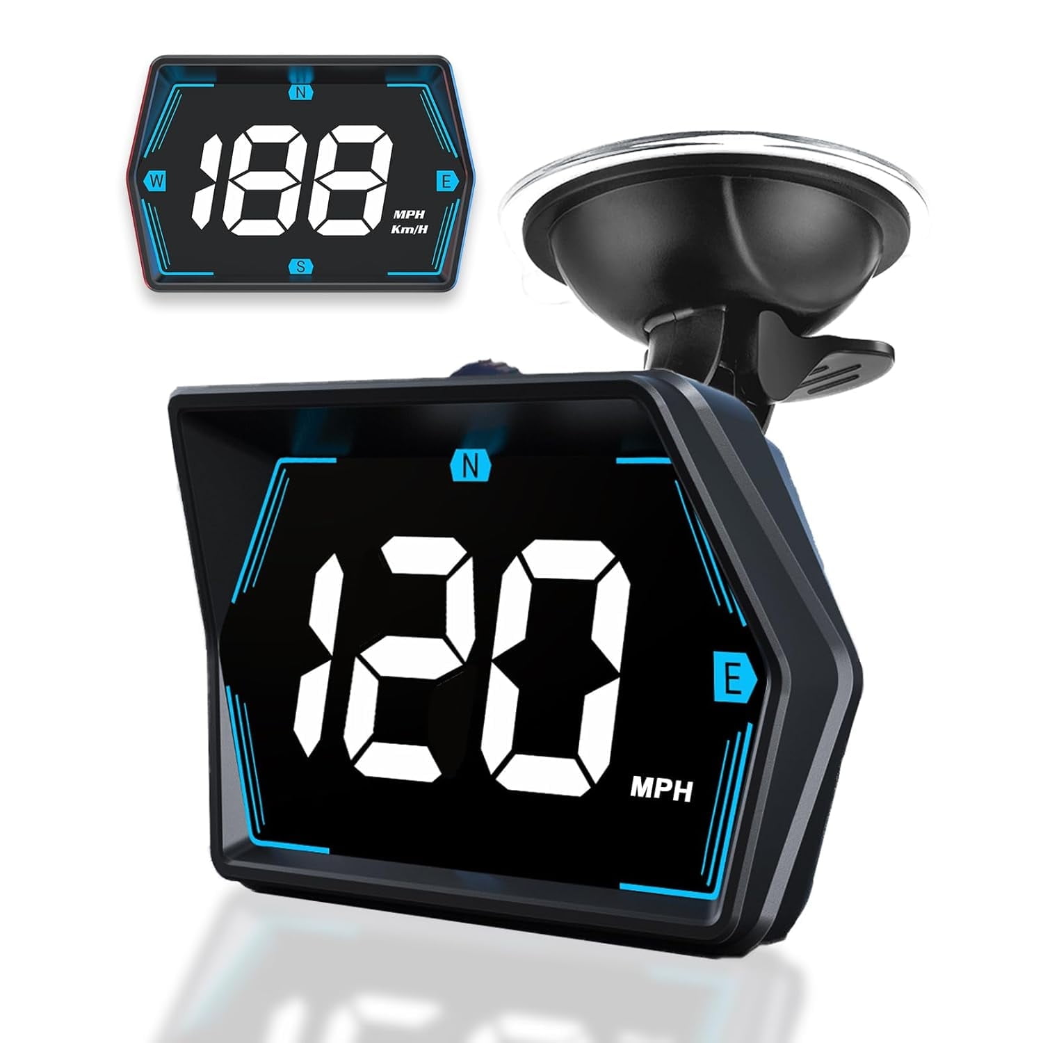 Universal GPS Speedometer MPH Heads-Up Display for Car, USB Plug & Play Large Screen HUD GPS Speedometer with Overspeed Alarm with Shading Plate, Car Charger Adapter, Rotary Suction Cup Holder