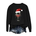 thumbnail image 4 of Xdegoge Christmas Sweatshirt Women Crew Neck Long Sleeve Tops Xmas Wine Glass Graphic Shirts Loose Fit Festive Tops for Women Christmas Sweater for Women, Black 3XL, 4 of 6