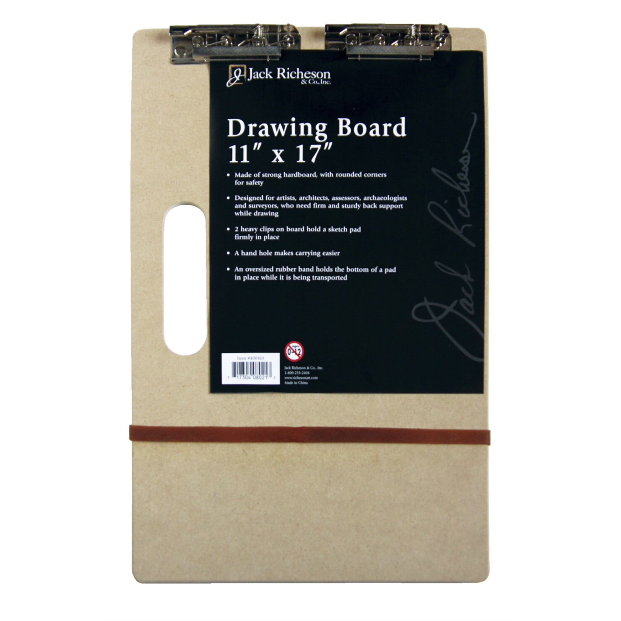 Jack Richeson 23x26 Drawing Board 5mm Hand Hole Heavy Clips 400413