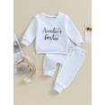 thumbnail image 2 of Bagilaanoe 2PCS Baby Girl Pants Set Toddler Letter Print Long Sleeve Sweatshirt Pullover Tops + Drawstring Sweatpants 6M 12M 18M 24M 3T 4T Kids Casual Sweatsuits, 2 of 9