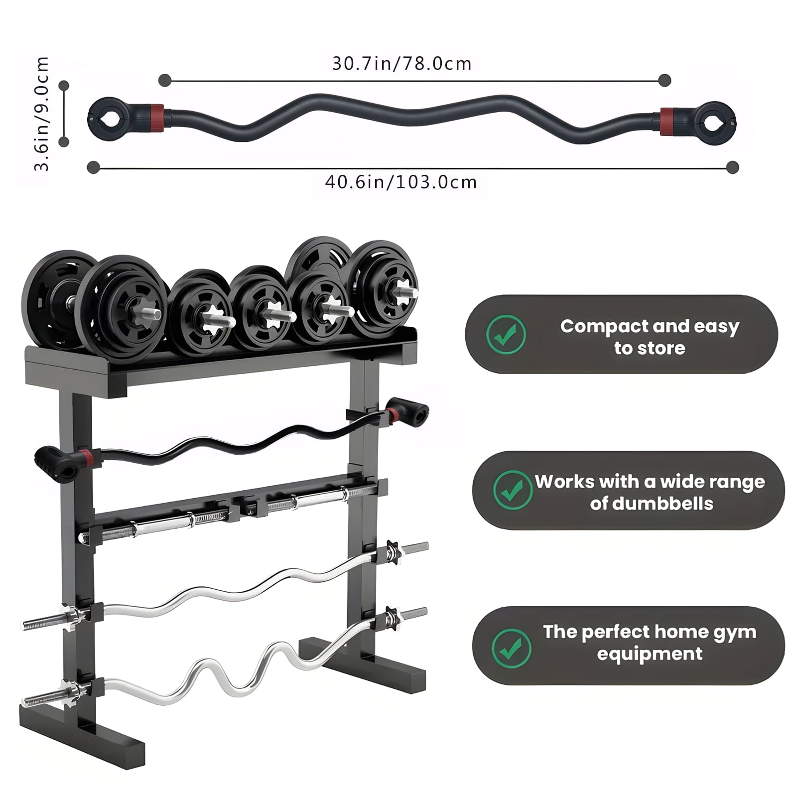 KORIKAHM Dumbbell Barbell Converter Bar, Adjustable Weight Capacitry Bar Convert to Dumbbell Set for Home Gym Strength Training