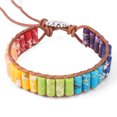 thumbnail image 1 of Mixed Color Turquoises Cylindrical Stone Leather Wrap Bracelets for Women Men, 1 of 6